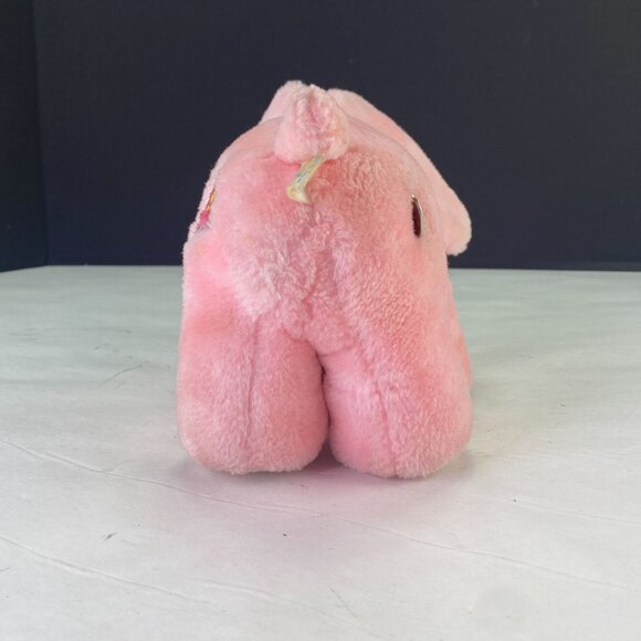 Vintage 1984 Amtoy Baby Soft Touch Plush Pink Elephant Music Box - Picture 3 of 10